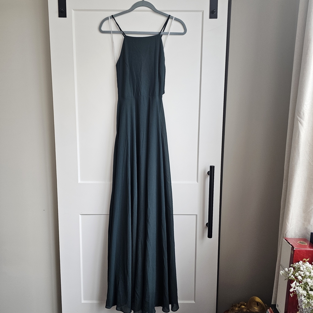 Lulu's Forest Green Spaghetti-Strap Maxi Dress
